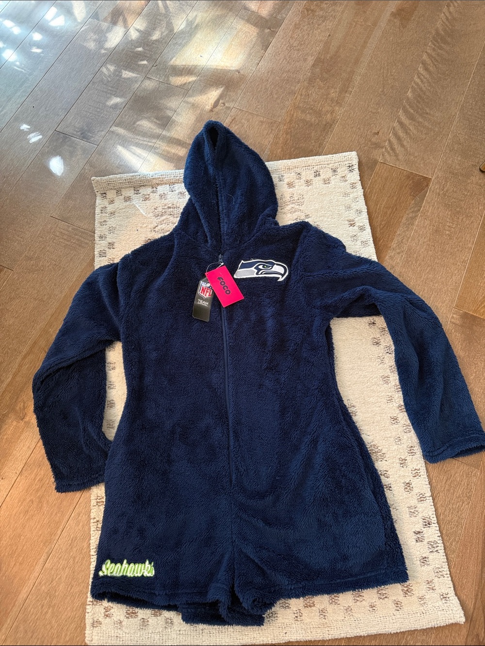 NFL Navy Seahawks Hooded Fleece Romper
